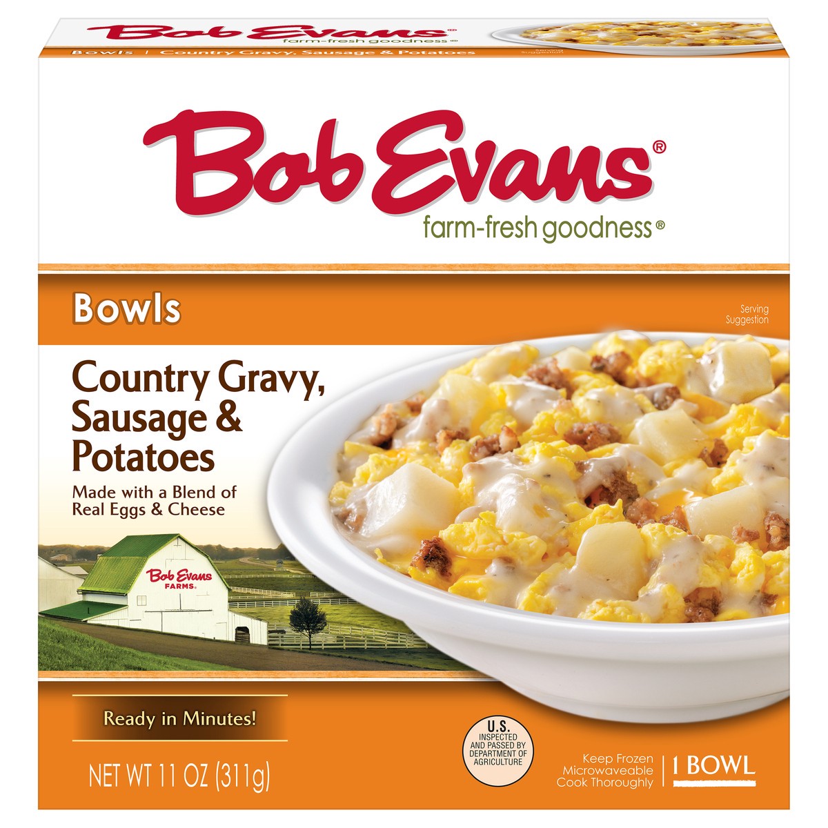 slide 2 of 14, Bob Evans Country Gravy, Sausage & Potatoes Bowl 11 oz. Box, 11 oz