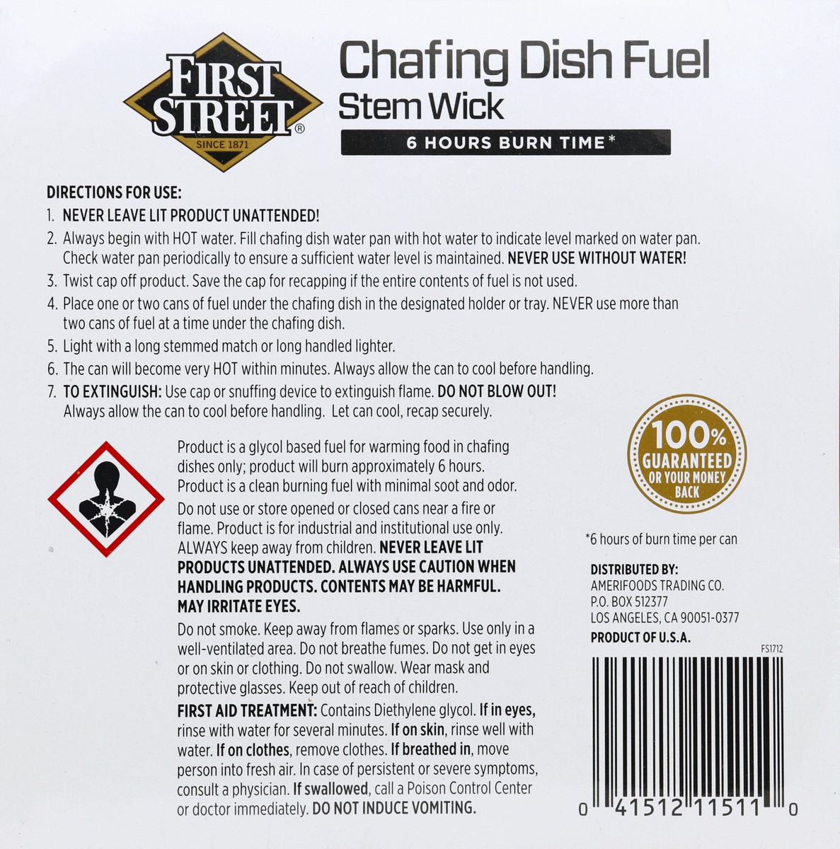 slide 4 of 6, First Street Chafing Fuel With Wick 6 Hour, 4 x 7.14 oz