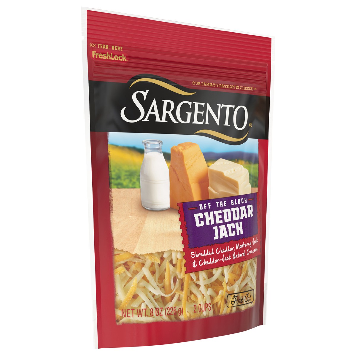 slide 4 of 7, Sargento Off the Block Cheddar Jack Fine Cut Shredded Cheese, 8 oz