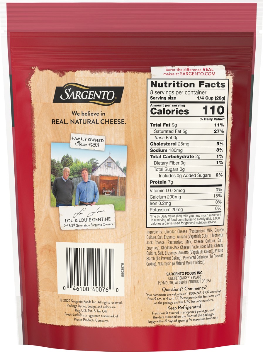 slide 5 of 7, Sargento Off the Block Cheddar Jack Fine Cut Shredded Cheese, 8 oz