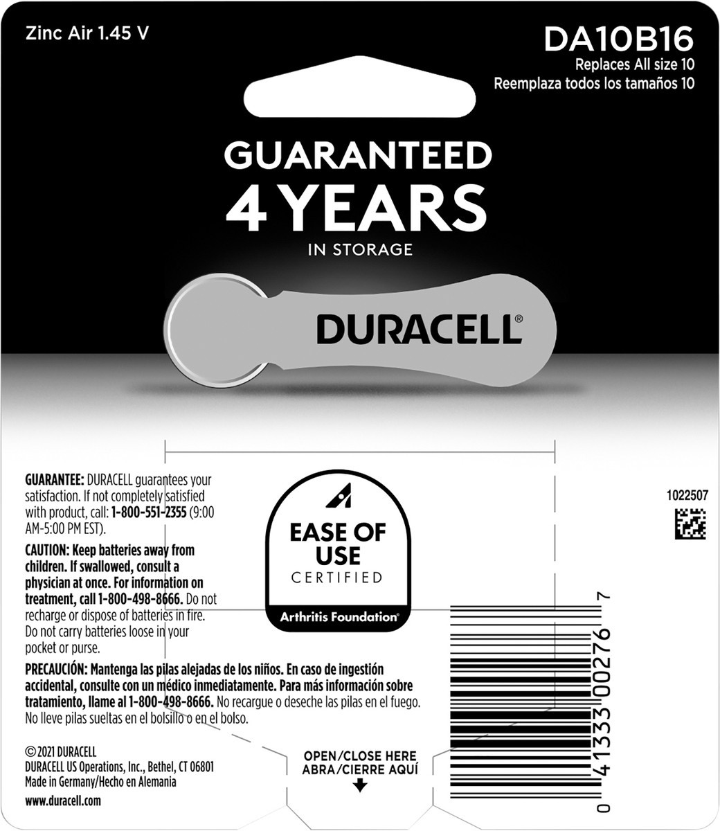 slide 2 of 3, Duracell Hearing Aid Size 10 Batteries, 16 ct