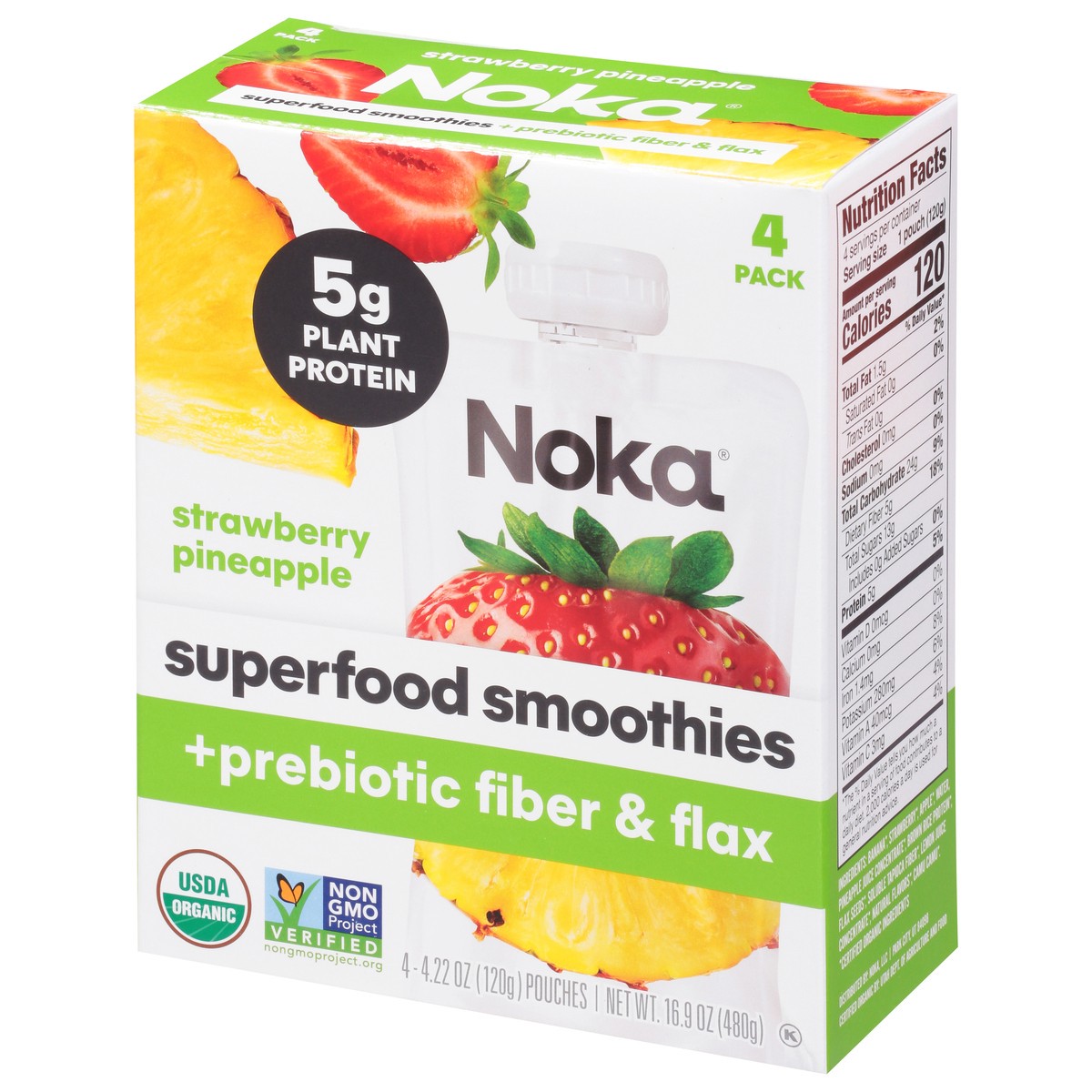 slide 7 of 14, NOKA 4 Pack Strawberry Pineapple Superfood Smoothies 4 - 4.22 oz Pouches, 4 ct