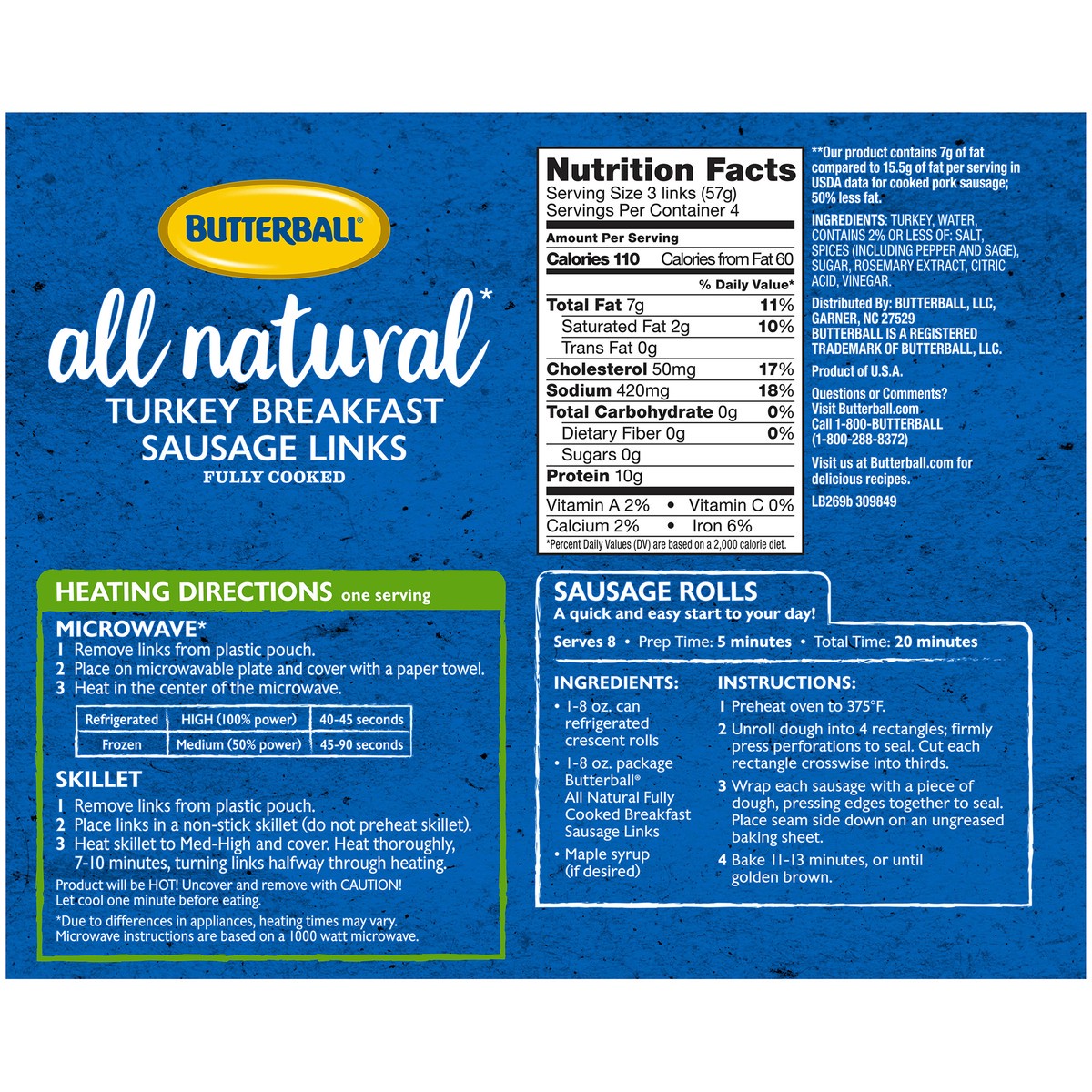 slide 13 of 13, Butterball Turkey Sausage Links, 12 ct; 8 oz