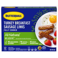 Butterball All Natural Turkey Breakfast Sausage Links, 12 Links