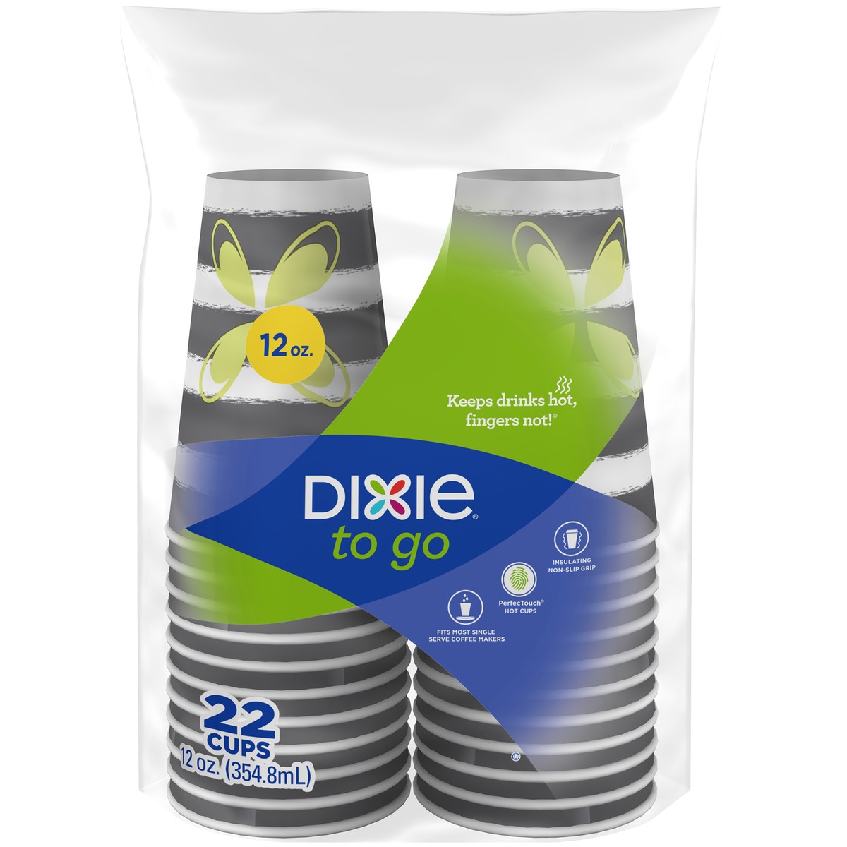 slide 1 of 1, Dixie To Go 12 Oz Paper Cups, 22 Count, 22 ct; 12 oz