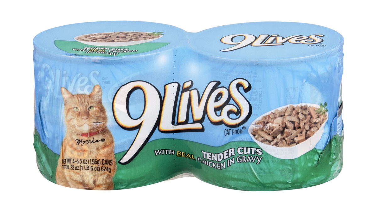 slide 1 of 1, 9Lives Cat Food, Tender Cuts with Real Chicken in Gravy, 22 oz