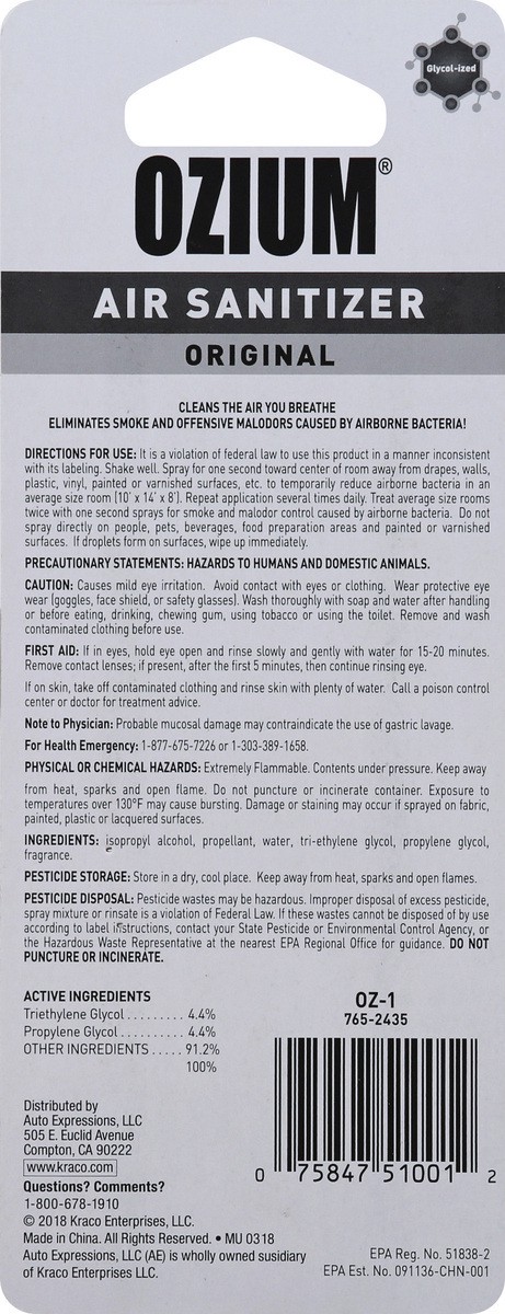 slide 6 of 6, Ozium Original Scent Glycolized Air Freshener, 0.8 oz