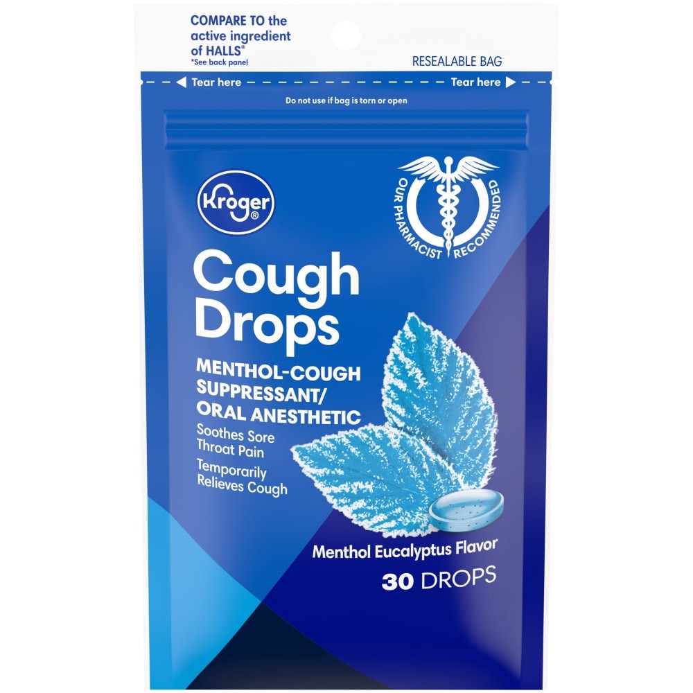 slide 2 of 3, Kroger Menthol Eucalyptus Cough Drops, 30 ct