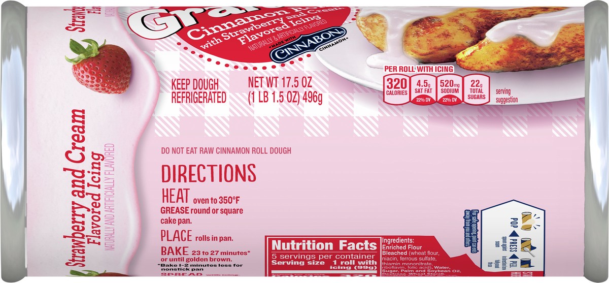 slide 3 of 13, Grands! Cinnamon Rolls with Strawberry & Cream Flavored Icing, 5 ct., 17.5 oz., 5 ct