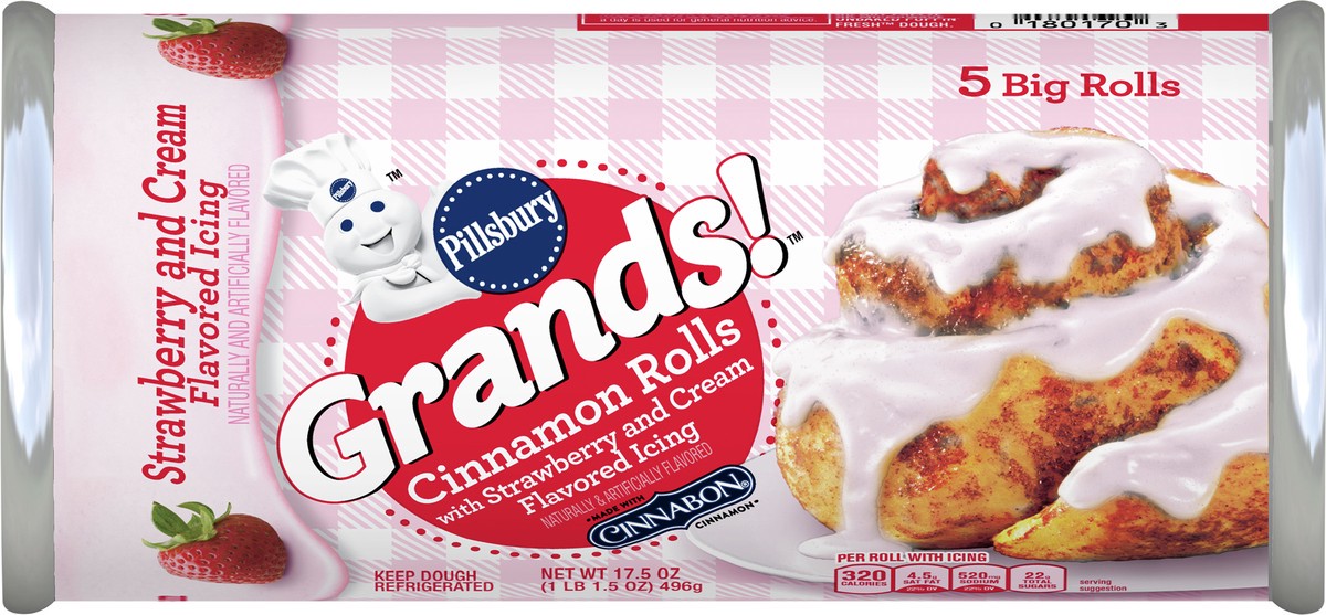 slide 13 of 13, Grands! Cinnamon Rolls with Strawberry & Cream Flavored Icing, 5 ct., 17.5 oz., 5 ct