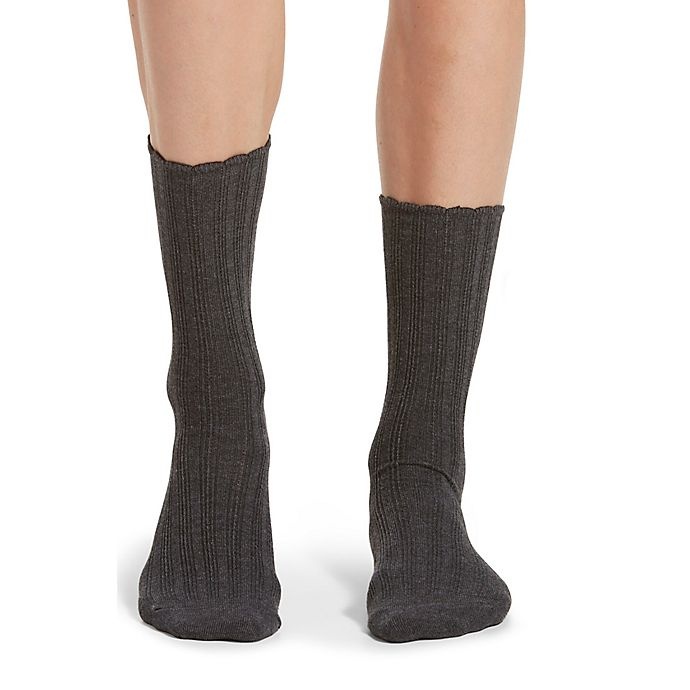 slide 1 of 1, No Nonsense Scallop Pointelle Socks - Grey, 3 ct