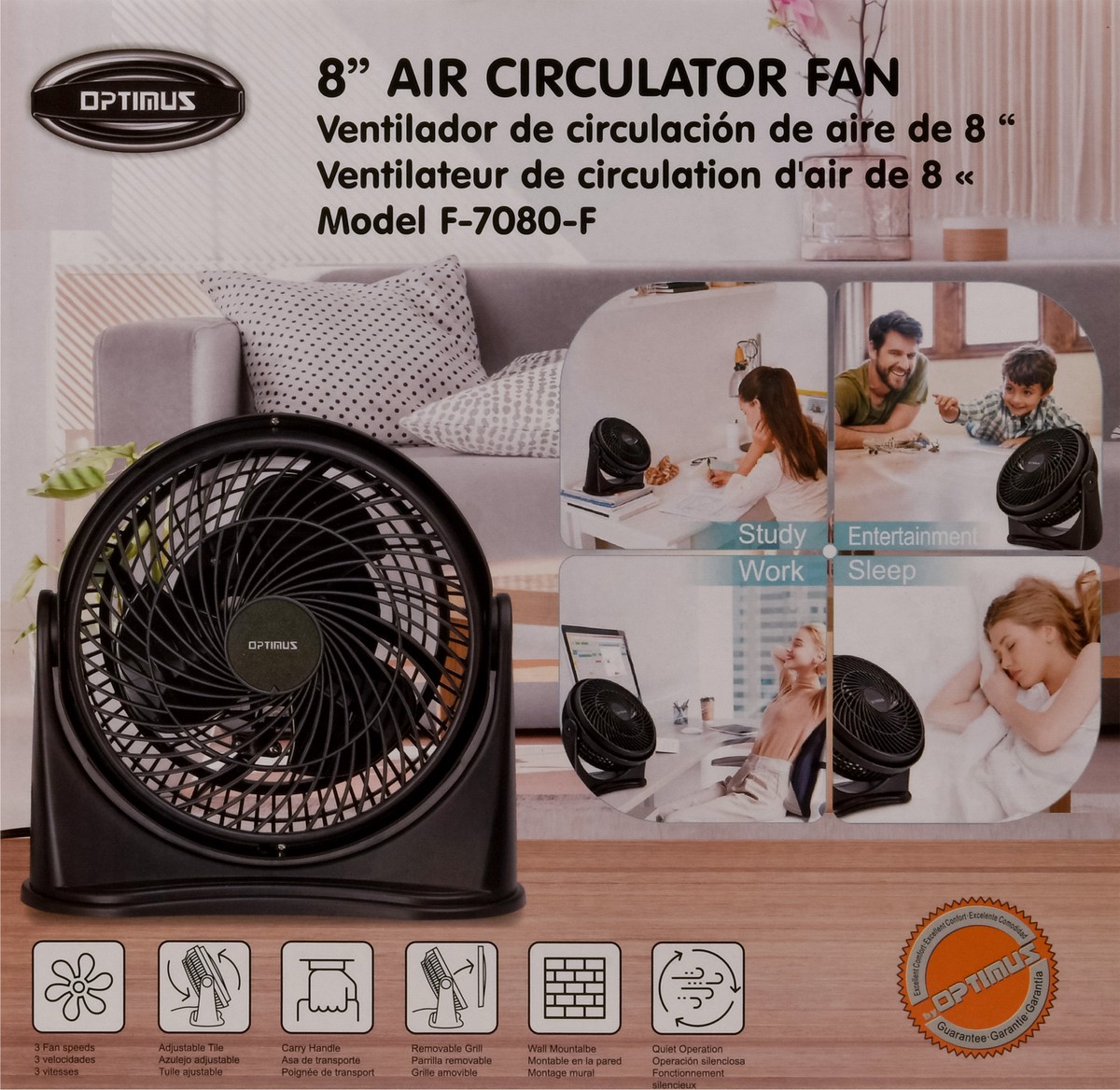 slide 11 of 11, Optimus 8 Inches Air Circulation Fan 1 ea, 1 ct