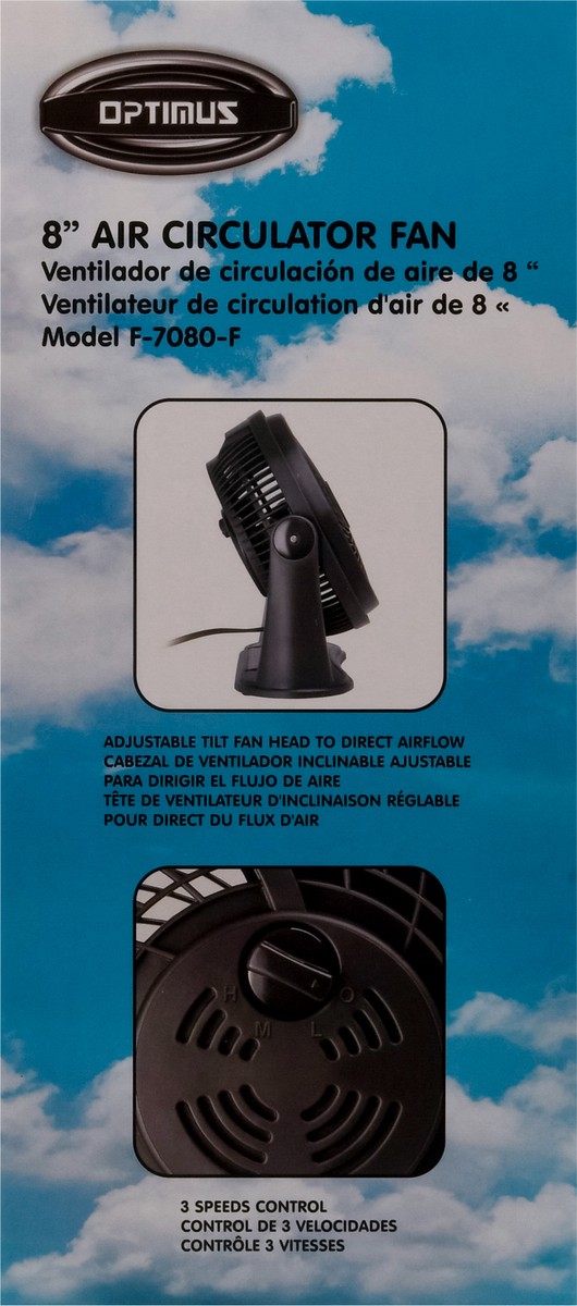 slide 9 of 11, Optimus 8 Inches Air Circulation Fan 1 ea, 1 ct