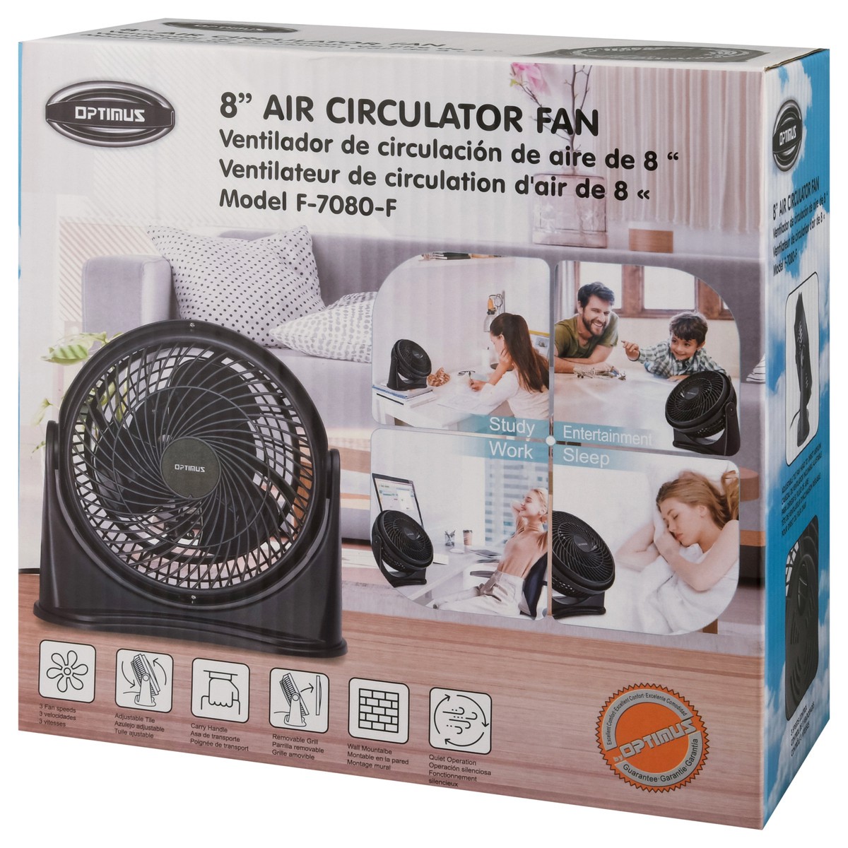 slide 6 of 11, Optimus 8 Inches Air Circulation Fan 1 ea, 1 ct