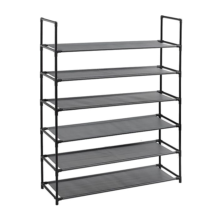 slide 1 of 2, Studio 3B 6-Tier Fabric Shoe Rack - Black, 1 ct