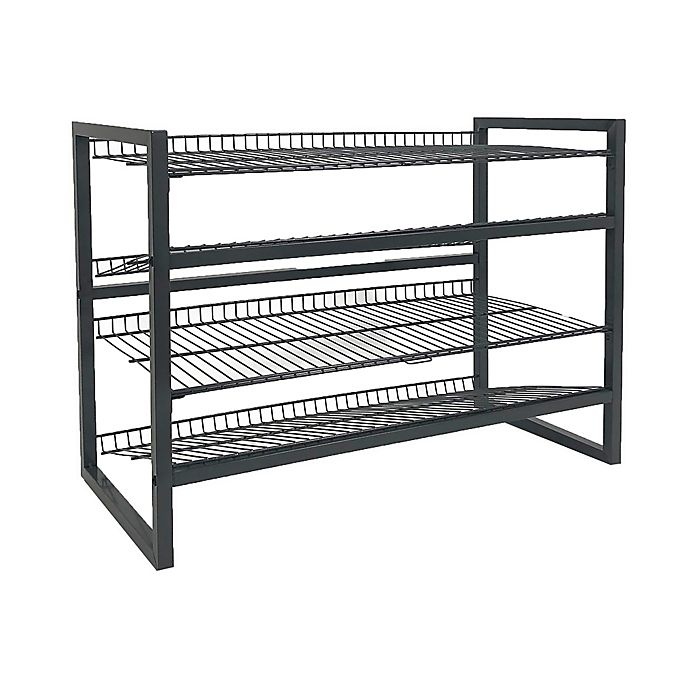 slide 1 of 3, ORG Compact 4-Tier Shoe Rack - Grey, 1 ct