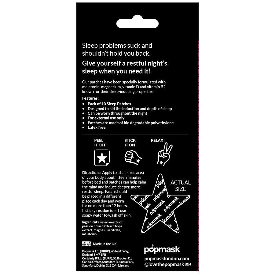 slide 3 of 5, Popmask Single Use Non-Medical Starry Eyes All Natural Sleep Support Patches 10 ea, 10 ct