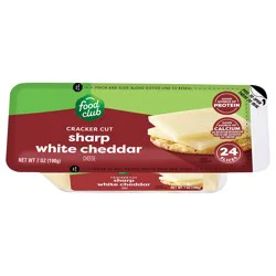 Food Club Cracker Cut Sharp White Cheddar Cheese Slices - 24 ct