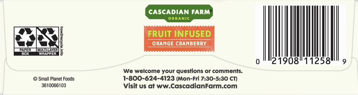 slide 6 of 11, Cascadian Farm Organic Fruit Infused Chewy Orange Cranberry Granola Bars 5 Bars 1.2 oz Wrapper 5 ea Box, 5 ct