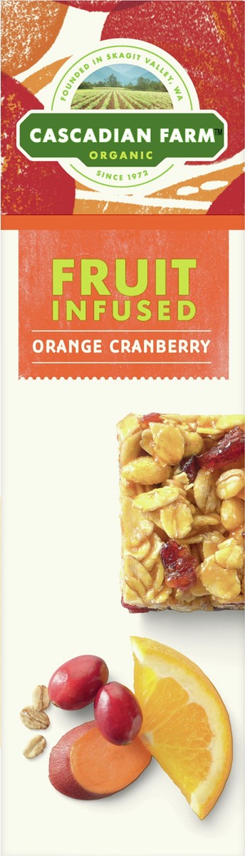 slide 5 of 11, Cascadian Farm Organic Fruit Infused Chewy Orange Cranberry Granola Bars 5 Bars 1.2 oz Wrapper 5 ea Box, 5 ct