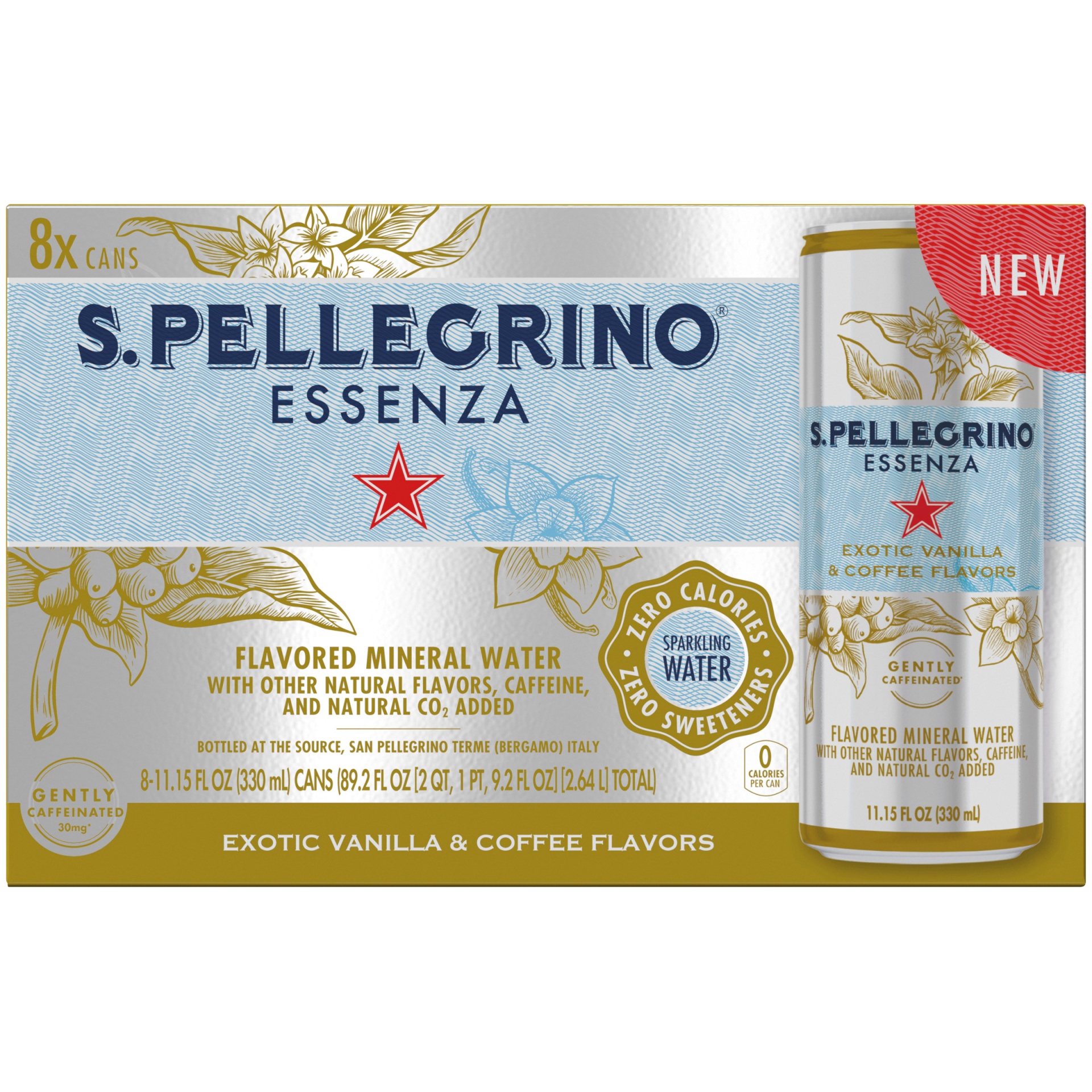 slide 1 of 1, S.Pellegrino Essenza Exotic Vanilla & Coffee Flavors, 8 ct; 11.15 fl oz