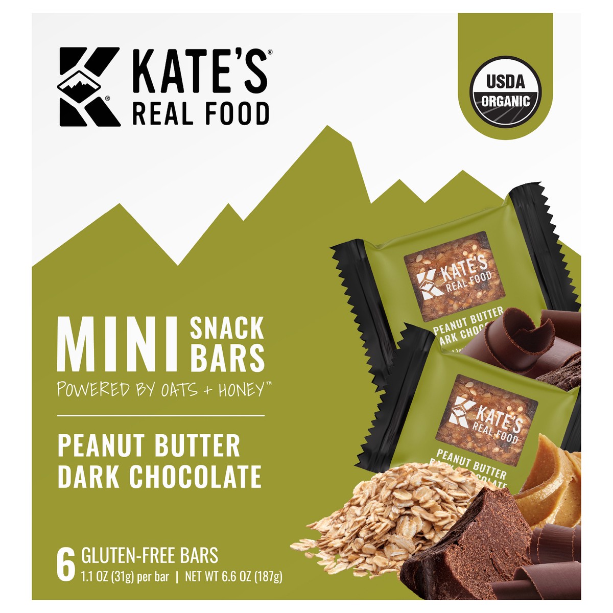 slide 1 of 9, Kate's Real Food Peanut Butter Dark Chocolate Mini Multipack, 6 ct