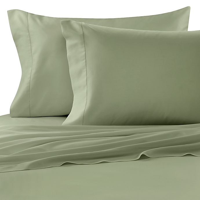 slide 1 of 1, Bellino Raso Cotton Queen Flat Sheet - Sage, 1 ct