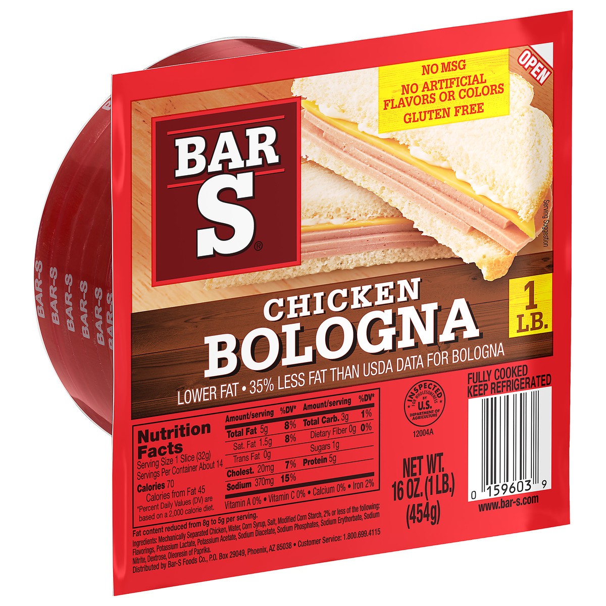 slide 2 of 10, Bar-S Chicken Bologna, 16 oz