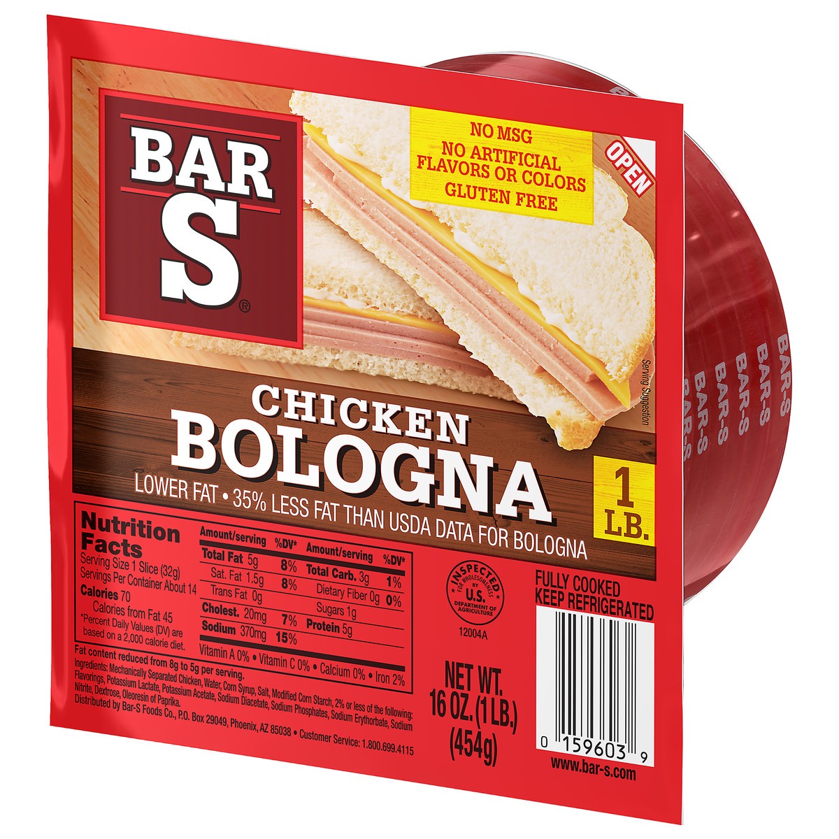 slide 3 of 10, Bar-S Chicken Bologna, 16 oz