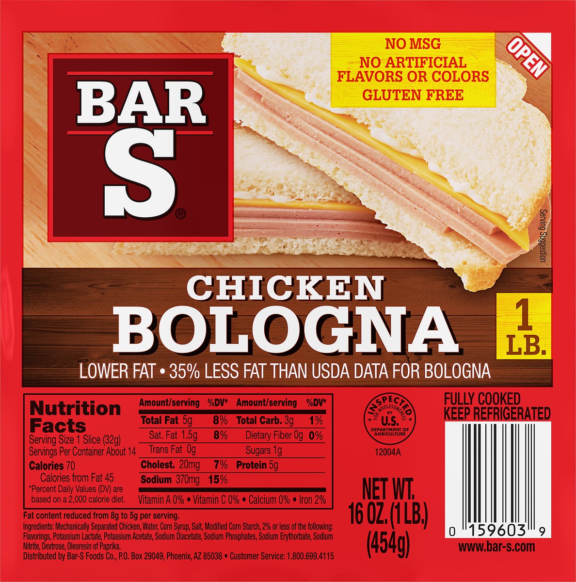 slide 9 of 10, Bar-S Chicken Bologna, 16 oz