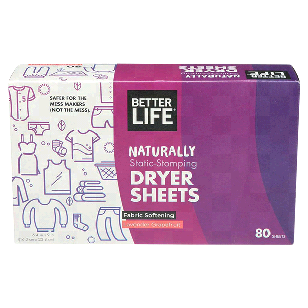 slide 1 of 1, Better Life Dryer Sheets, Lavender Grapefruit Scent, 80 ct