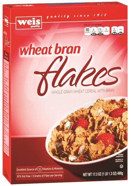 slide 1 of 1, Weis Quality Wheat Bran Flakes Cereal, 17.3 oz