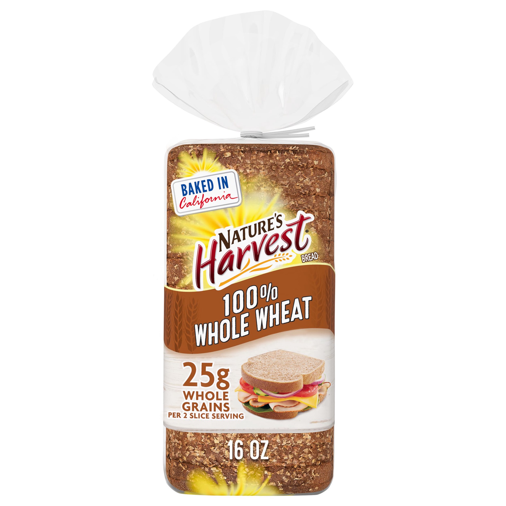 slide 1 of 5, Nature's Harvest 100% Whole Wheat Bread, 16 oz, Wheat Bread, Bag, 16 oz