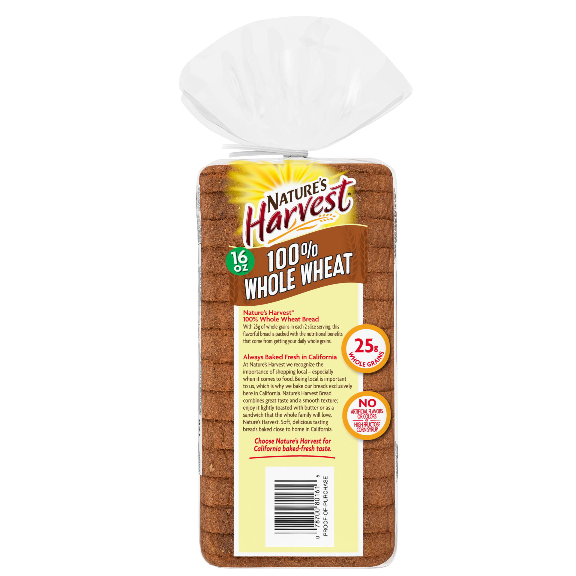 slide 4 of 5, Nature's Harvest 100% Whole Wheat Bread, 16 oz, Wheat Bread, Bag, 16 oz