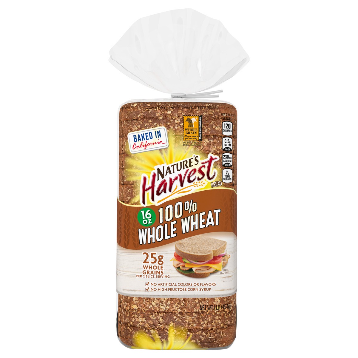slide 1 of 5, Nature's Harvest 100% Whole Wheat Bread, 16 oz, 16 oz