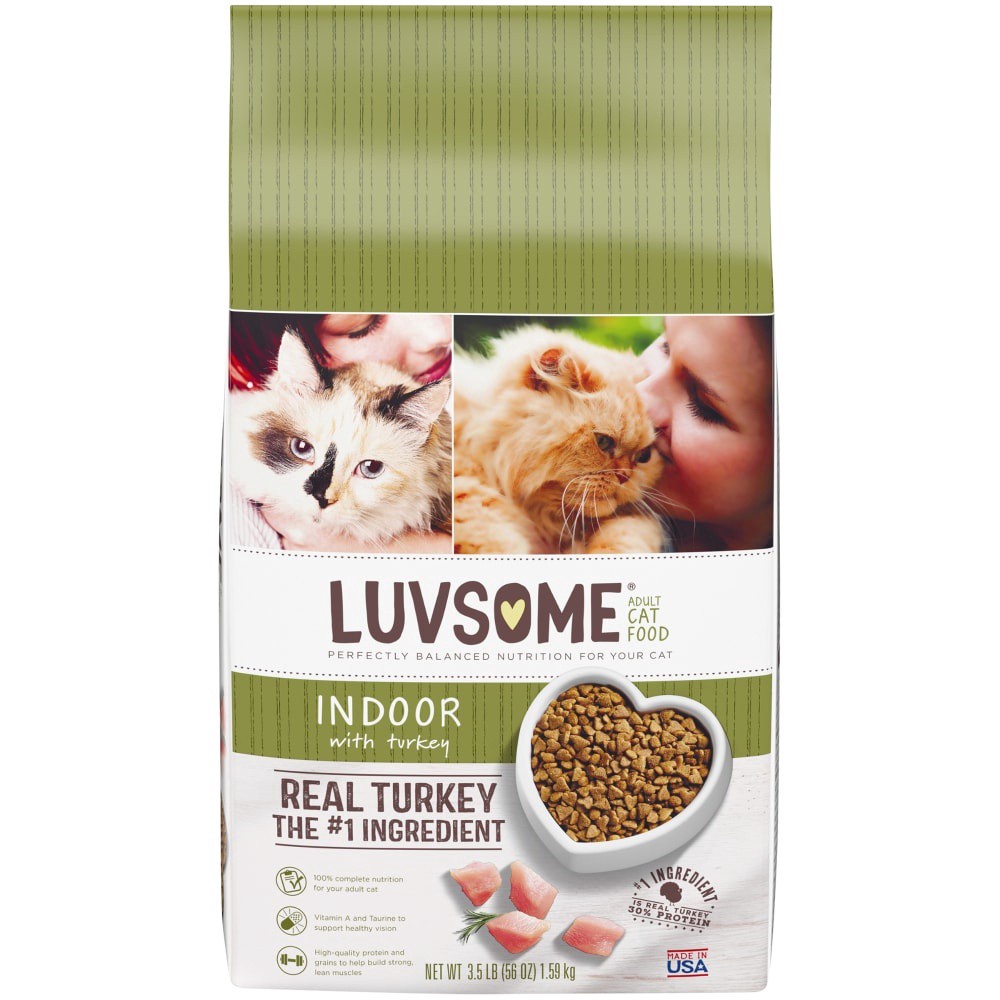 slide 1 of 1, Luvsome Indoor Adult Cat Food With Turkey, 3.5 lb