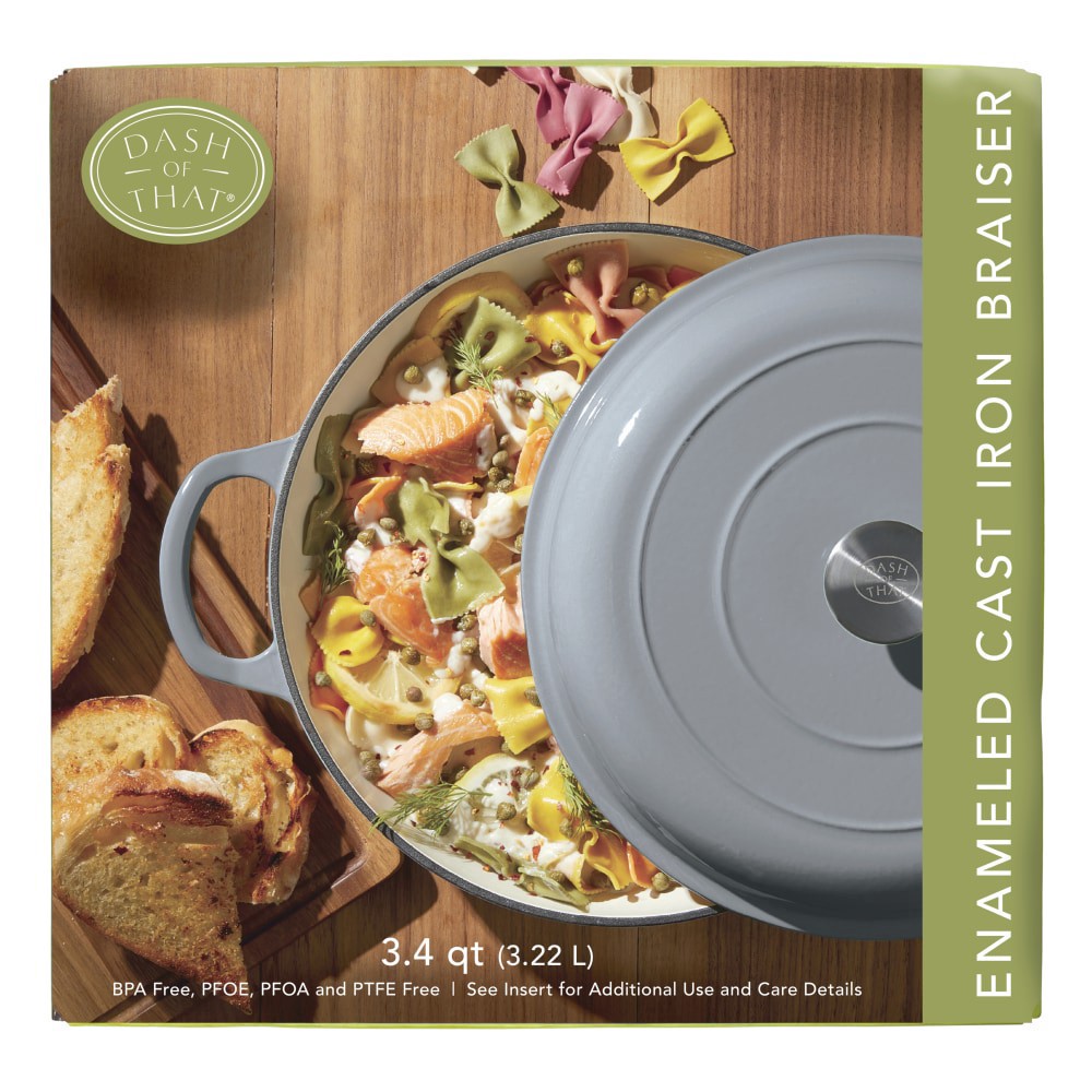 slide 1 of 5, Dash Of That Enameled Cast Iron Braisier With Lid - Gray, 3.4 qt