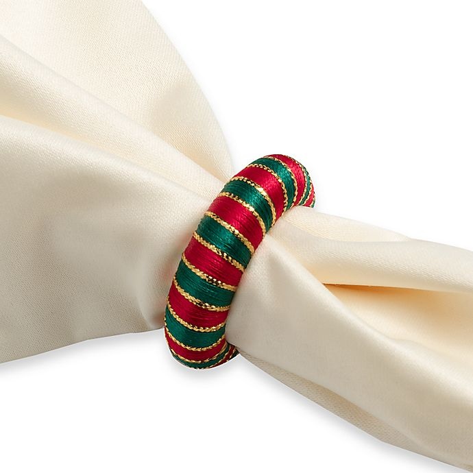 slide 1 of 1, Winter Wonderland Holiday Yarn Wrapped Napkin Rings, 12 ct