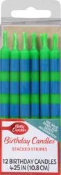 Betty Crocker 4.25 Inch Stacked Stripes Birthday Candles 12 ea