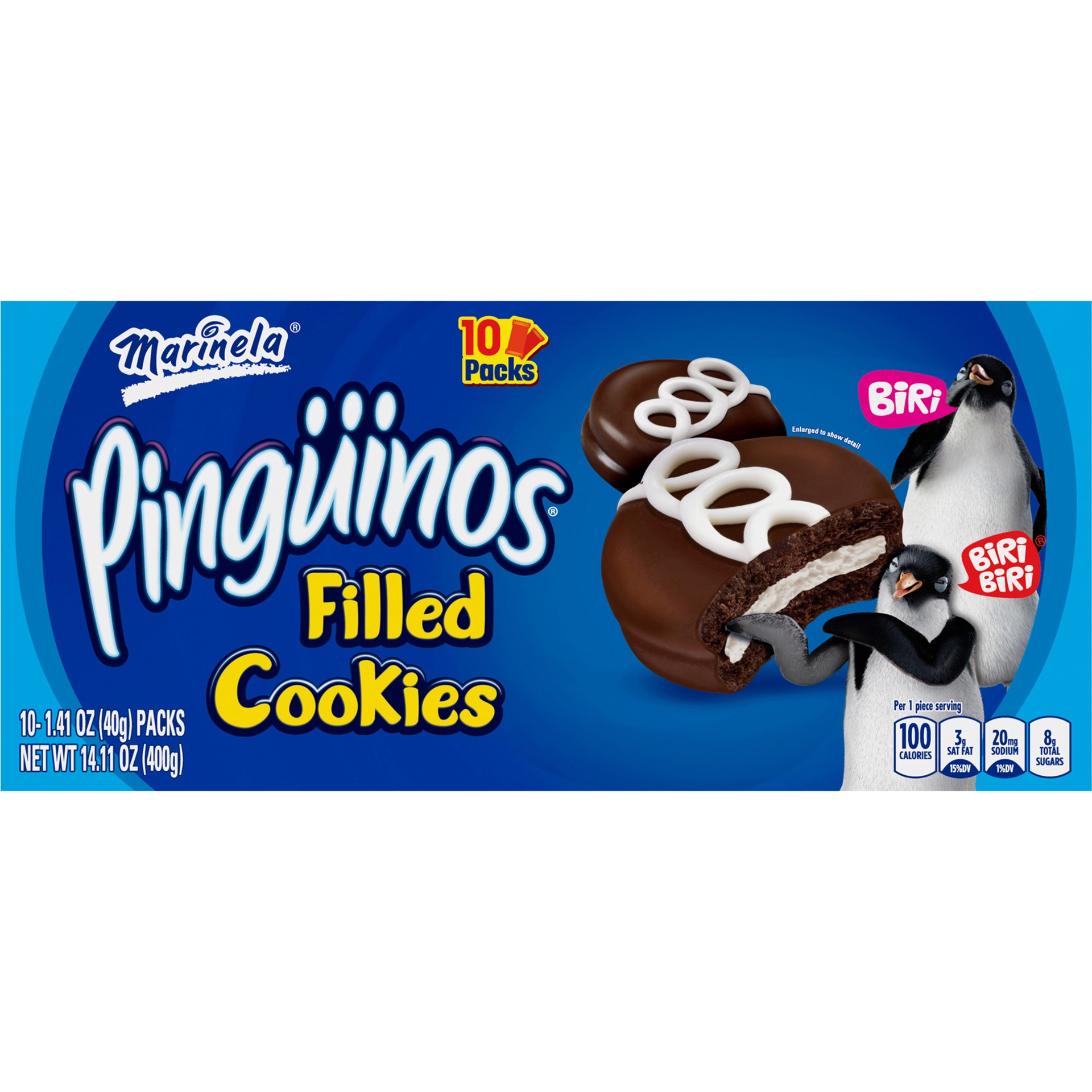 slide 1 of 5, Marinela Pingüinos Chocolate Crème Filled Cookies with Chocolate Coating, Artificially Flavored, 20 Count Box , 20 ct