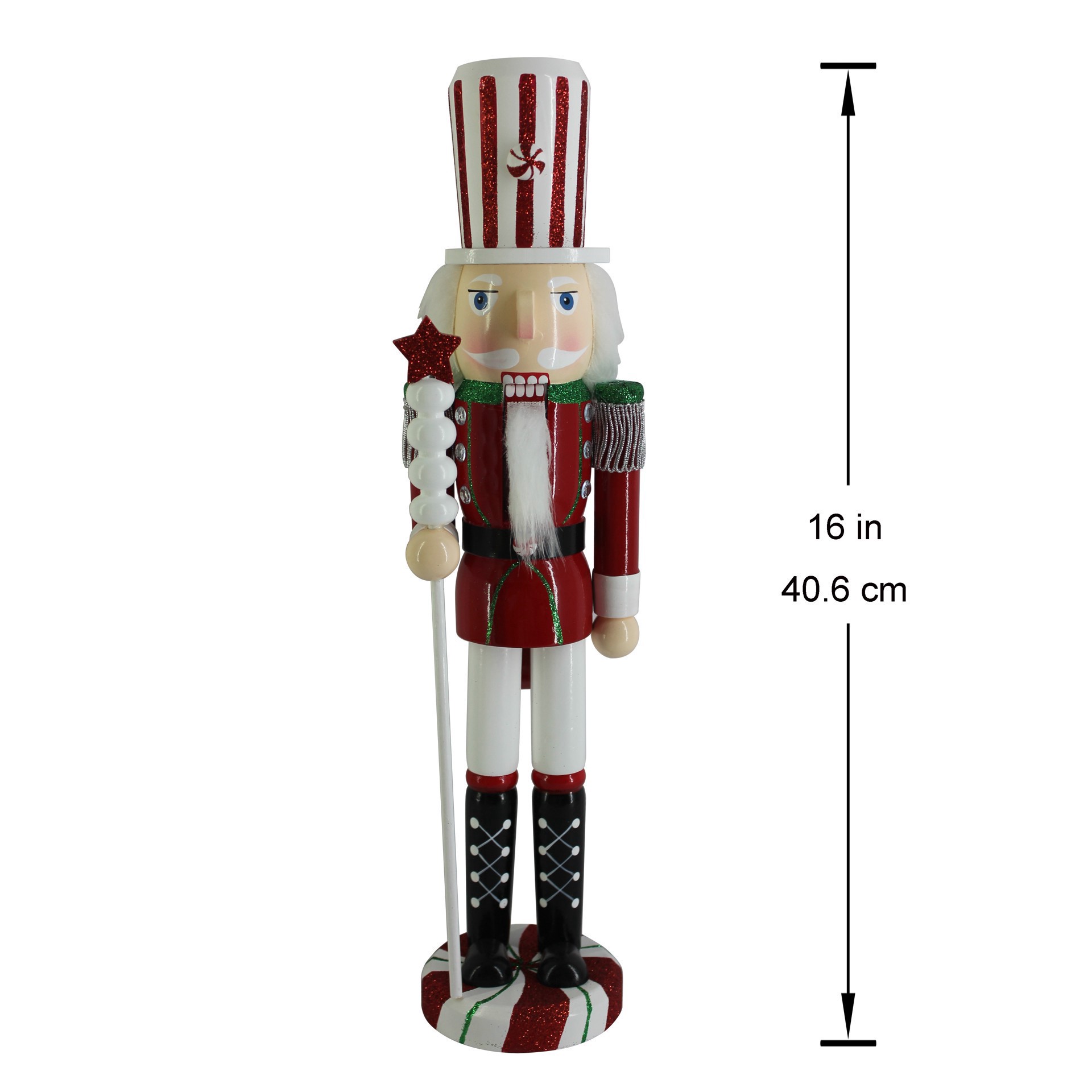slide 5 of 5, 16" Red & White Peppermint Nutcracker By Ashland, 16 in