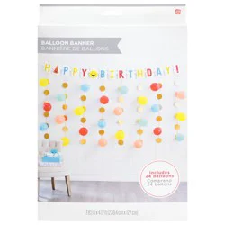 American Greetings Smiley Cheers Birthday Balloon Banner Kit with Confetti Drop Decorations