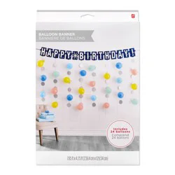 American Greetings Colorful Birthday Balloon Banner Kit with Confetti Drop Decorations