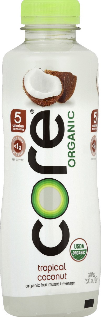 slide 3 of 6, Core Organic Fruit Infused Beverage Tropical Coconut, 18 fl oz