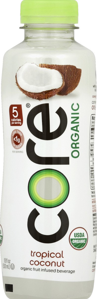 slide 5 of 6, Core Organic Fruit Infused Beverage Tropical Coconut, 18 fl oz