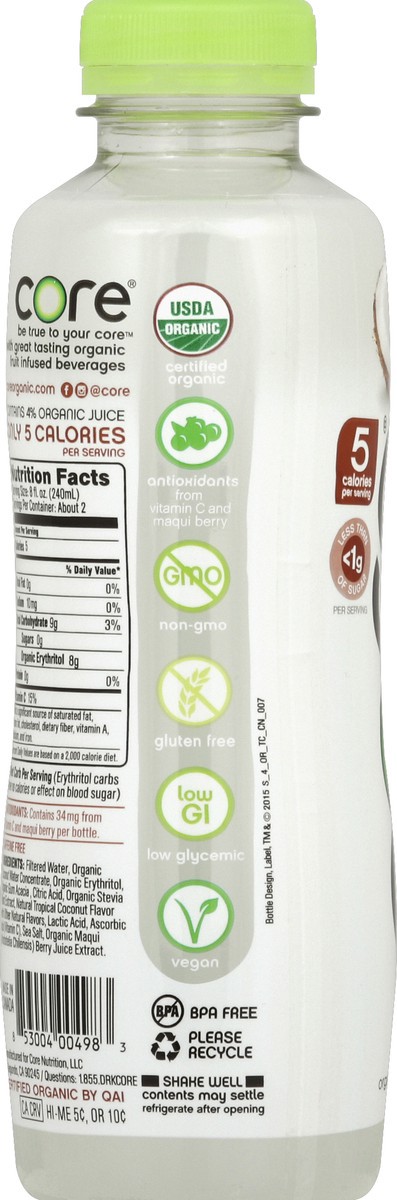 slide 6 of 6, Core Organic Fruit Infused Beverage Tropical Coconut, 18 fl oz