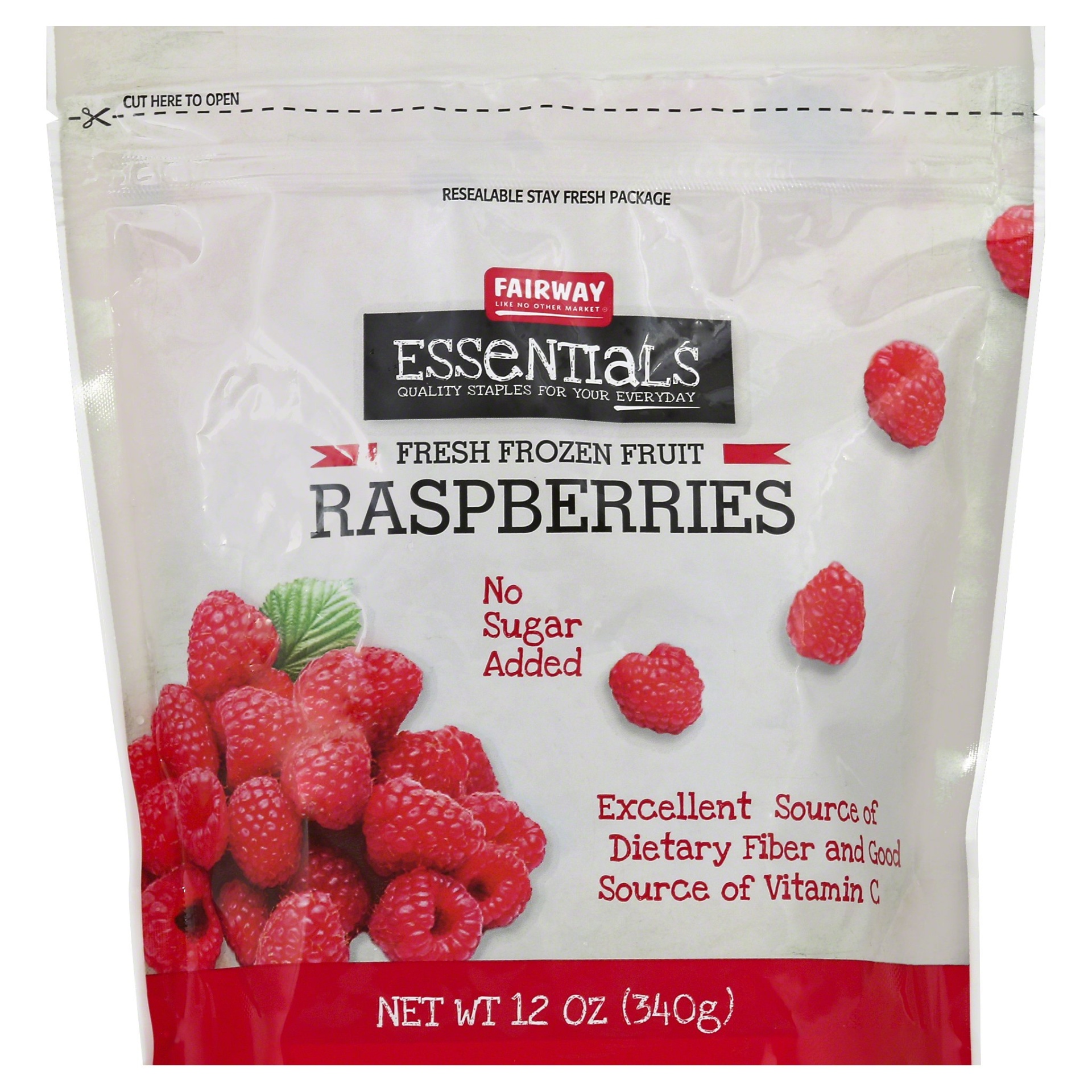 slide 1 of 1, Fairway Essentials Frozen Whole Raspberries, 12 oz