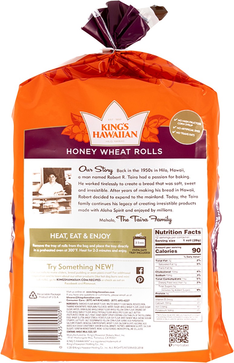 slide 10 of 12, King's Hawaiian Honey Wheat Rolls 12 ea, 12 ct