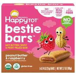 Happy Tot Organics Peanut Butter & Raspberry Flavored Bestie Bars, 5 Count - 0.74 oz Bars
