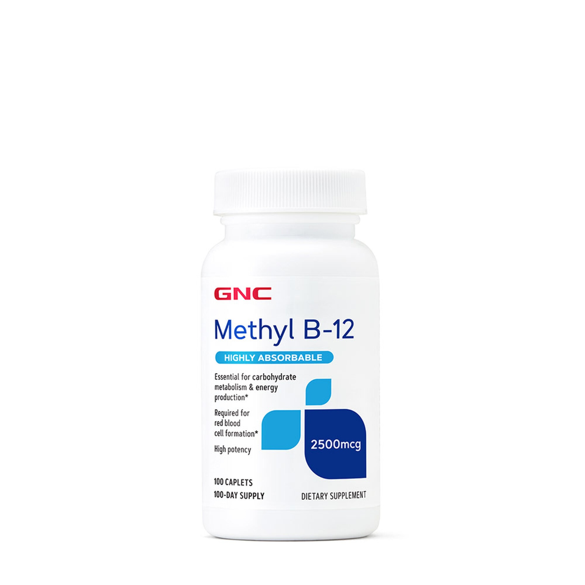 slide 1 of 1, GNC Vitamin B-12 Caplets, 2500mcg, 100 ct